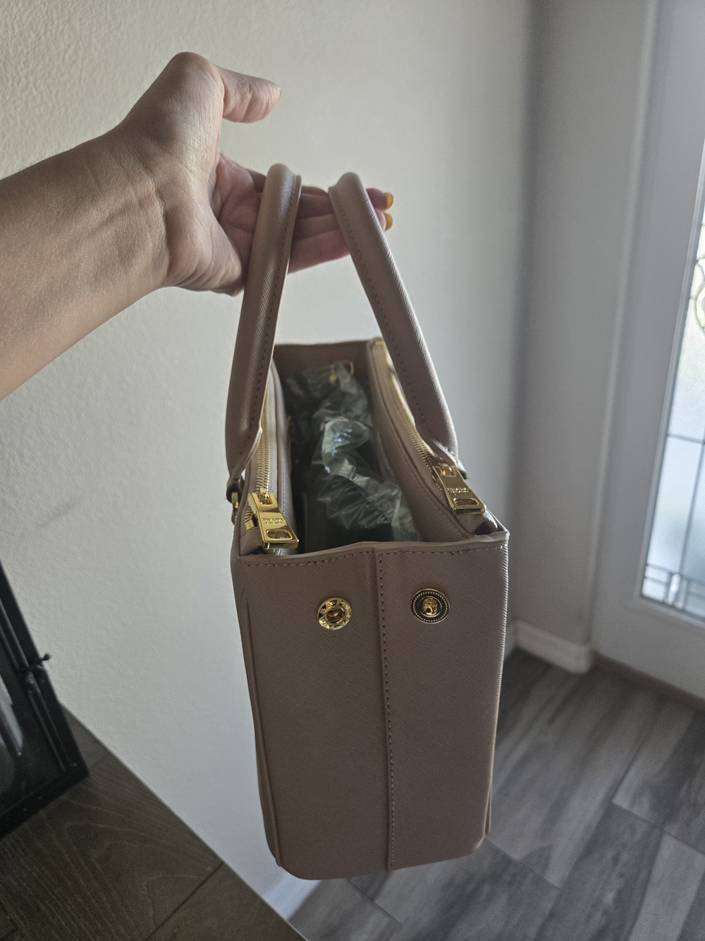 Beige Inspires Saffiano Medium Size Purse - Picture 3 of 9